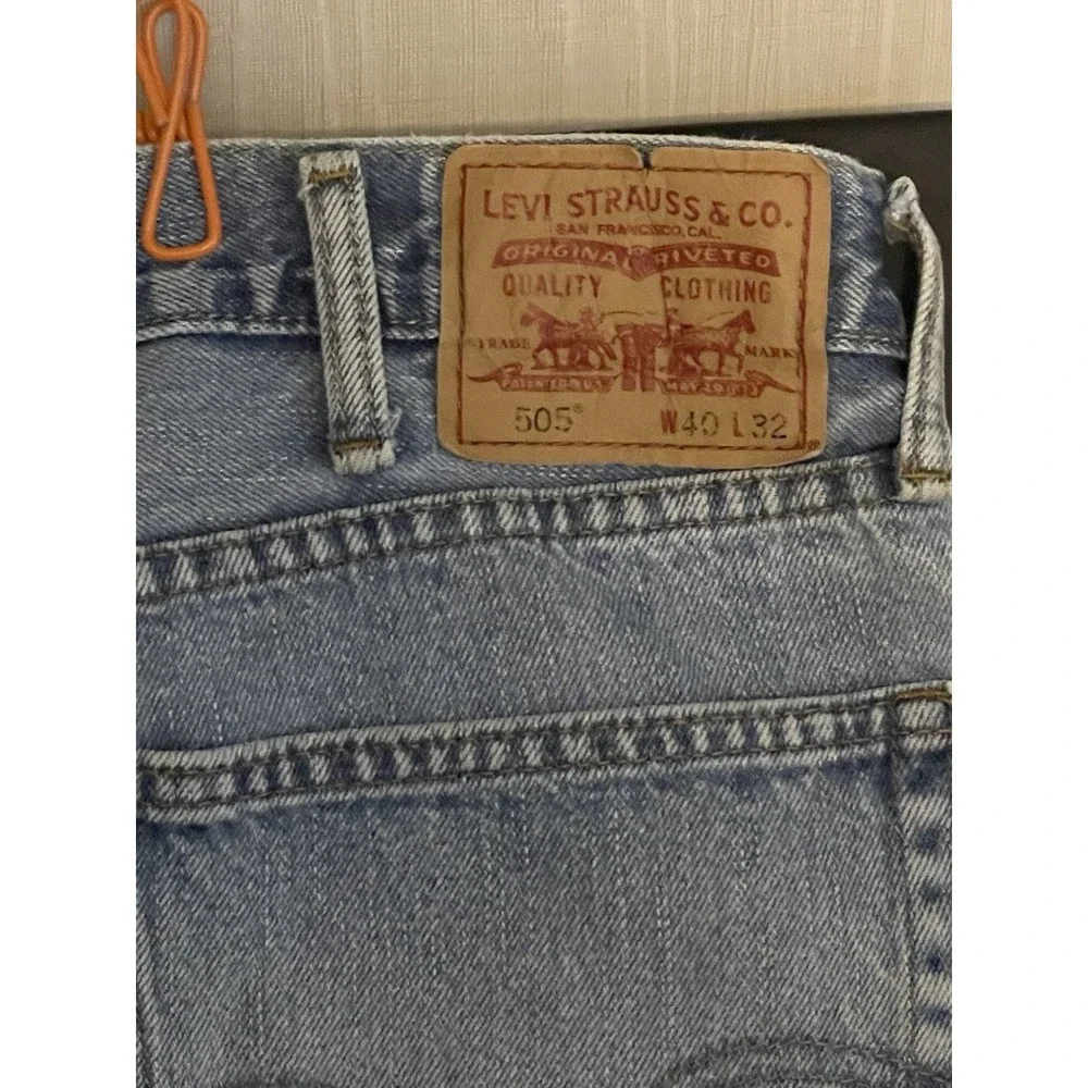 Levi's 505 Jeans Mens 40x32 Straight Fit/Regular Fit. Stone Wash Denim Pants Y2K